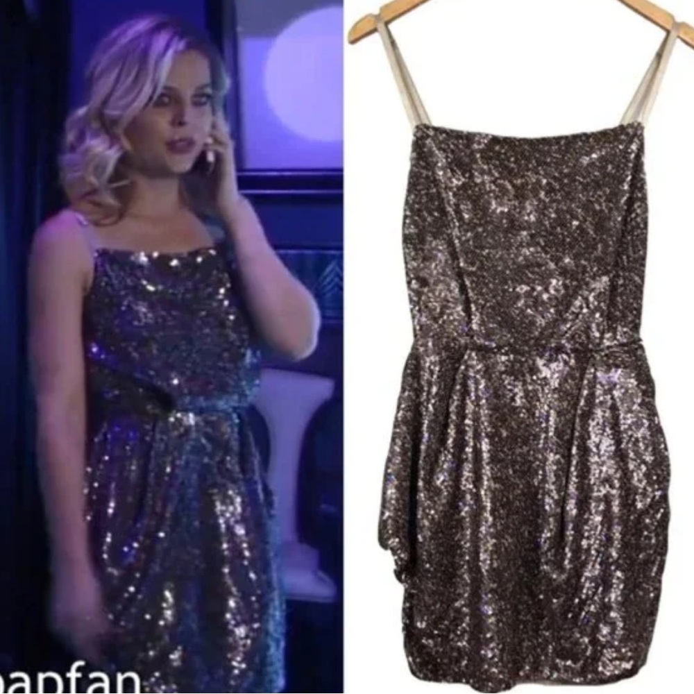 AllSaints embellishing Dress in Shimmer